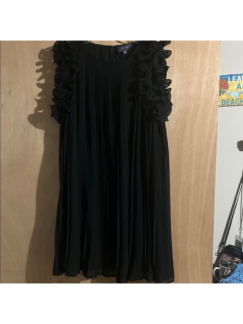 Hudson Gray Elegant Black Ruffle Sleeve Dress
